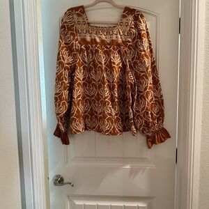 Happy Nature Brown and Cream Patterned Top